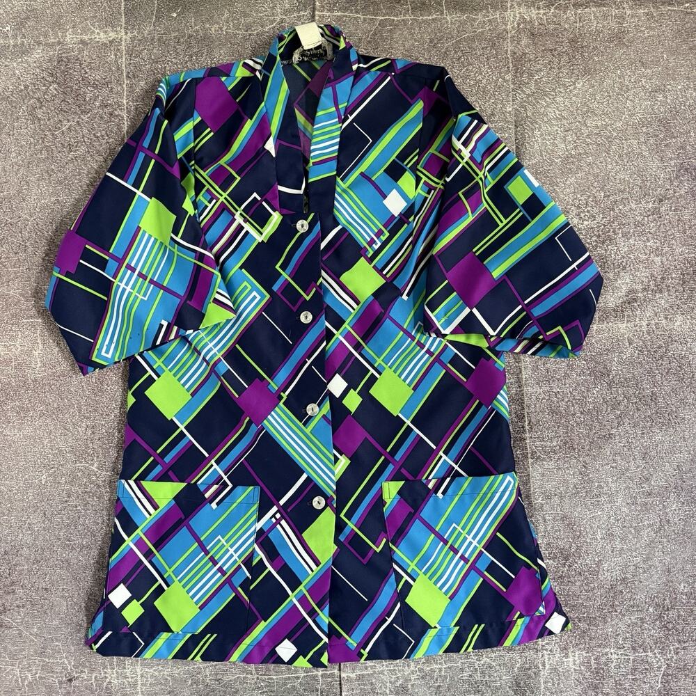 Women's Vintage 60's Sun Fashions of Hawaii Tropical Psychedelic Button Up Sz 6
